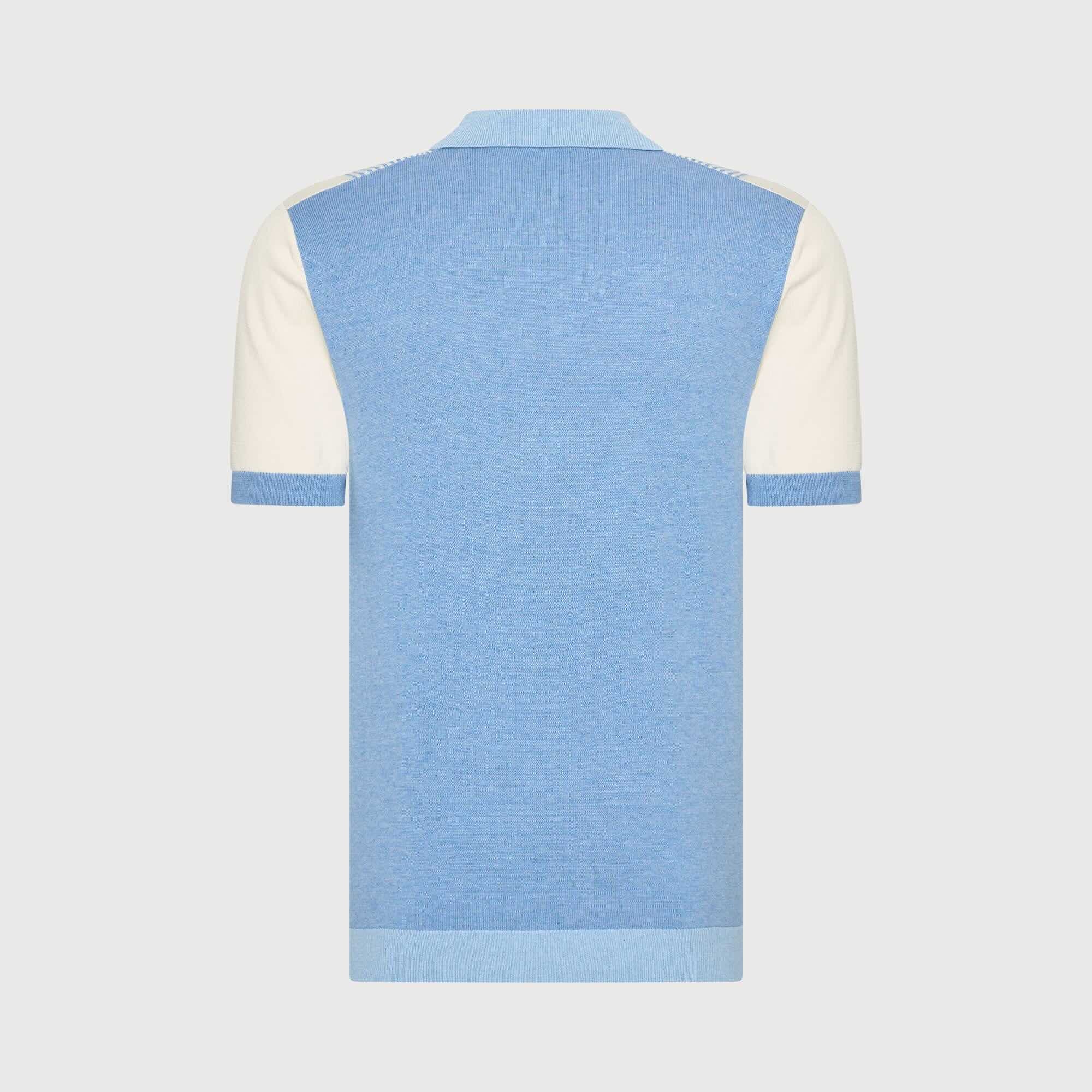 Polo knitted met quarter zip - blauw