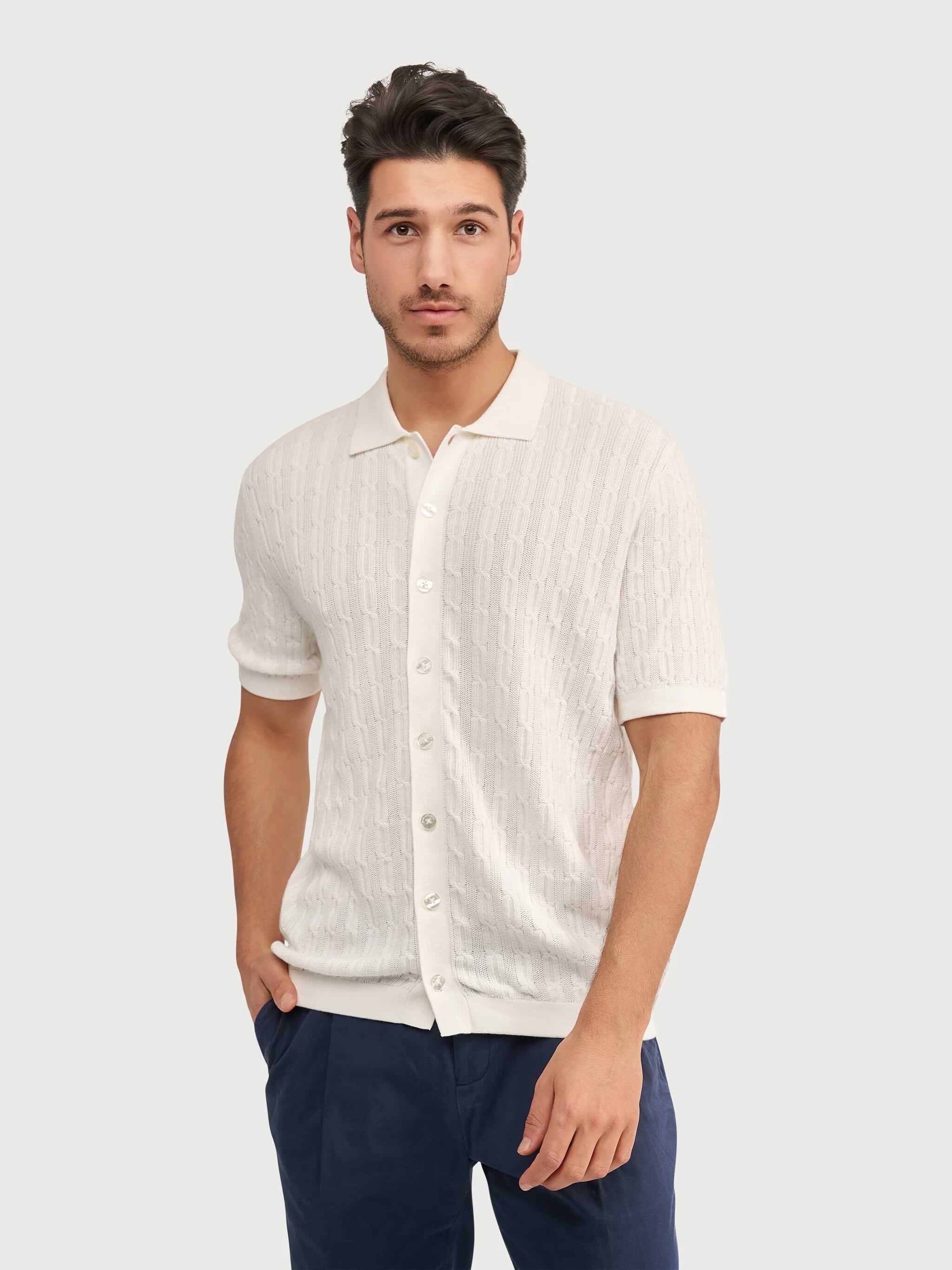 Overhemd gebreid - off white