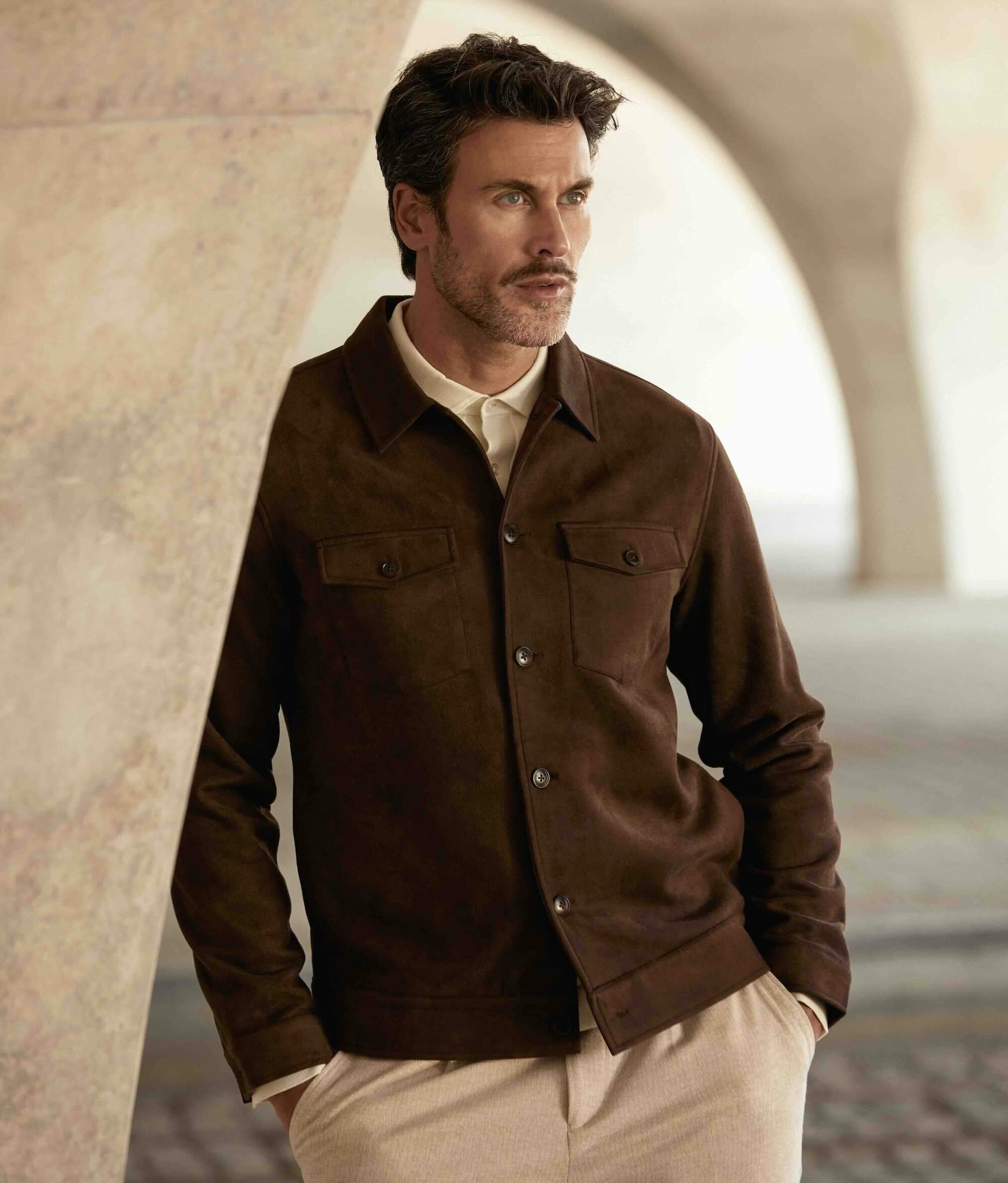 Overshirt suédelook - bruin