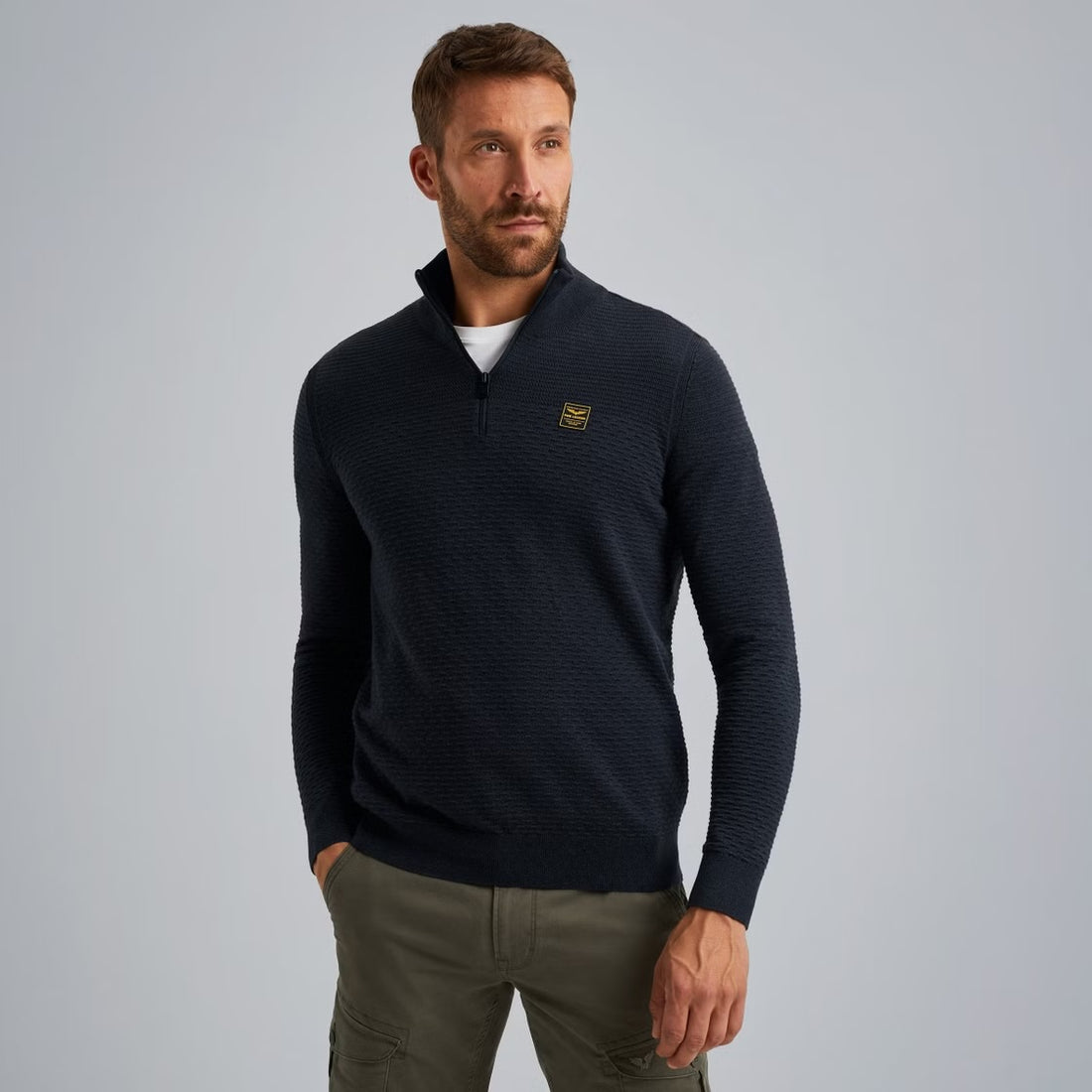 Trui met halve rits - blauw