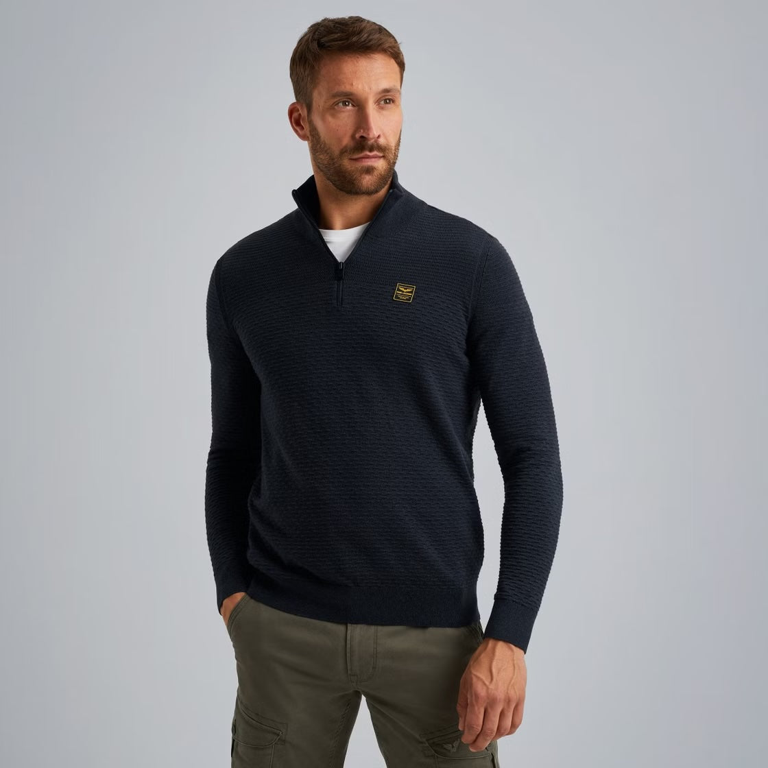 Trui met halve rits - blauw