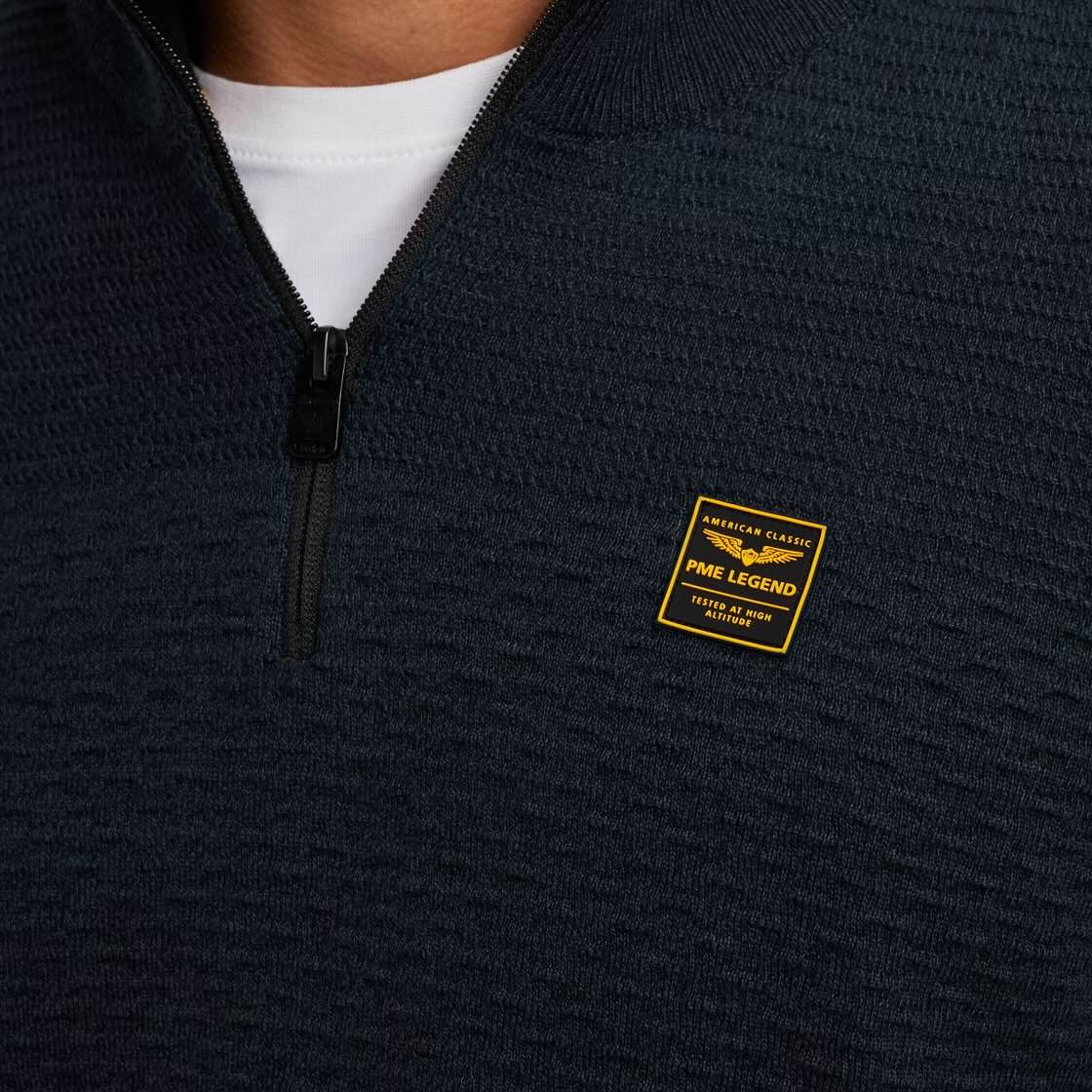Trui met halve rits - blauw