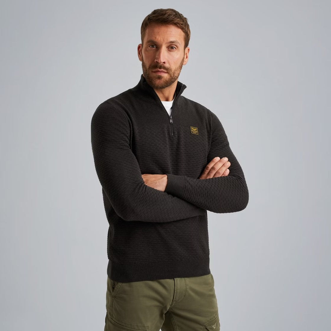 Trui met halve rits - zwart