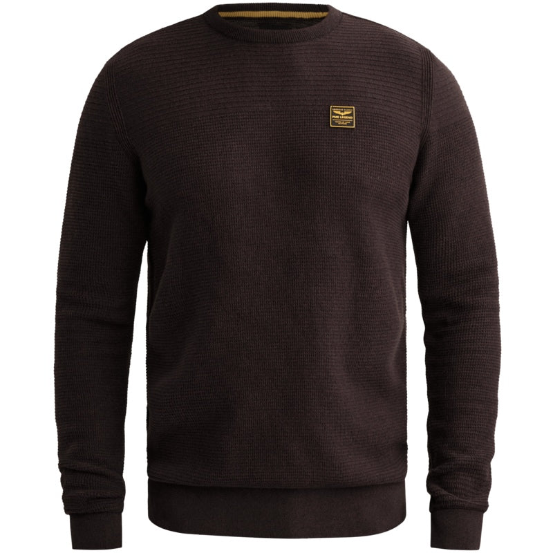 Trui ronde hals mouliné - aubergine