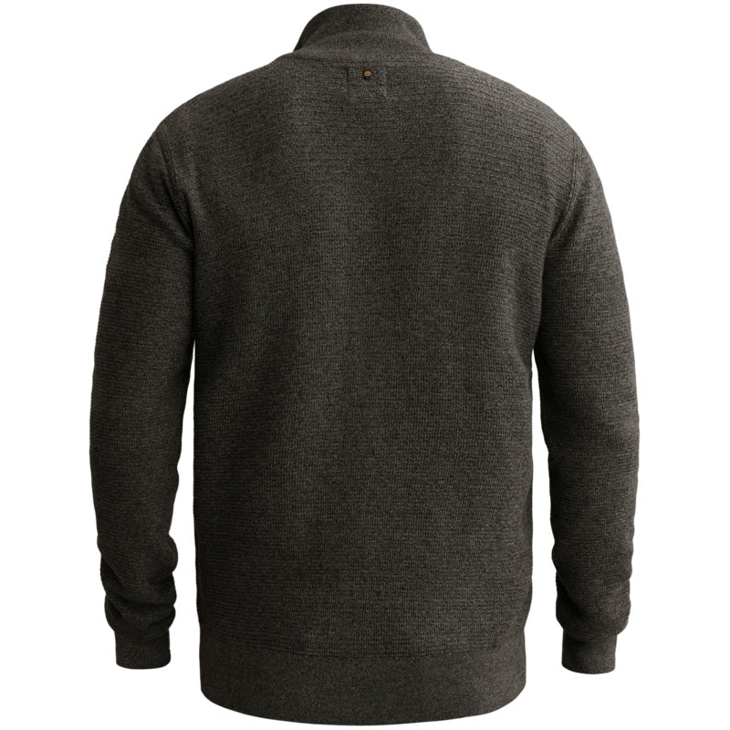 Trui mouliné met halve rits - jet black