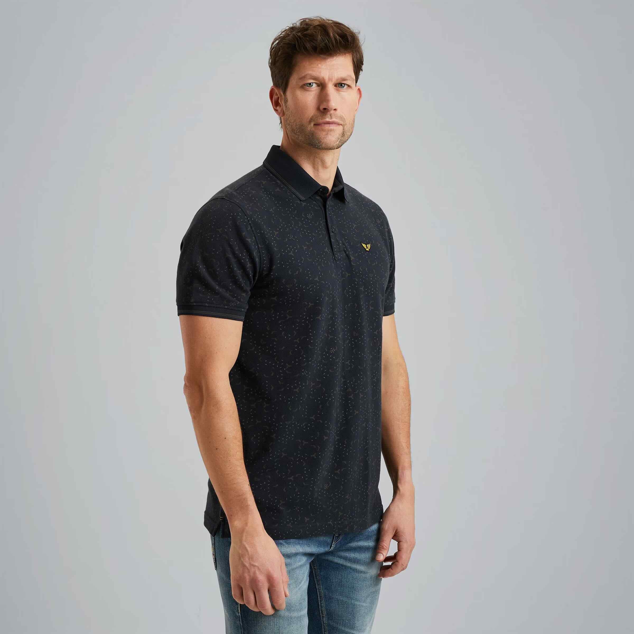 Polo allover print- donkerblauw