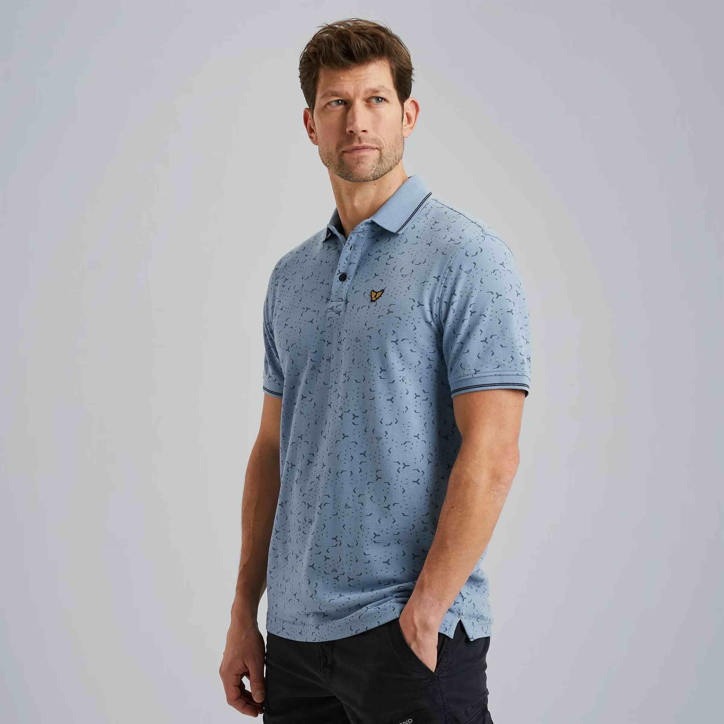 Polo allover print- lichtblauw