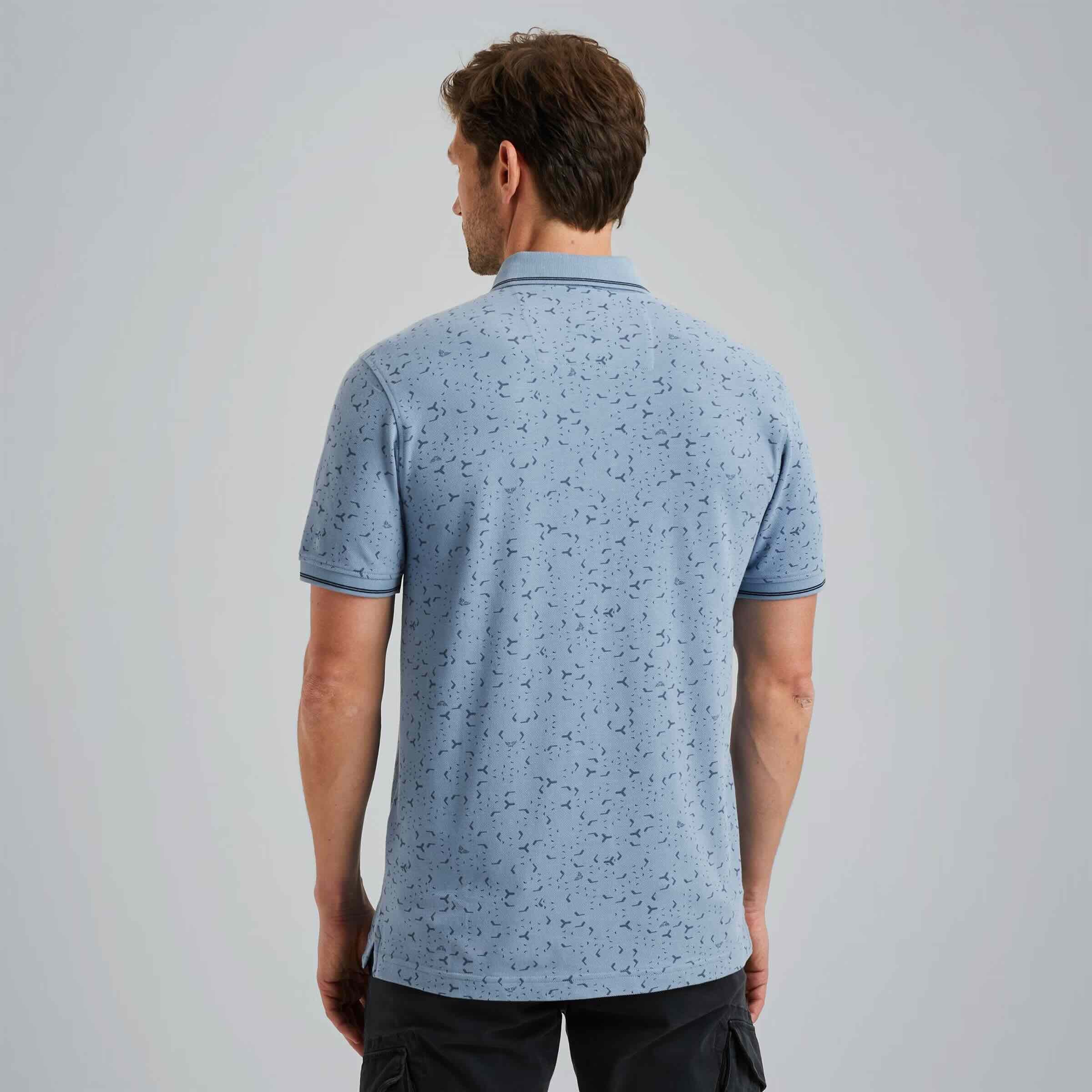 Polo allover print- lichtblauw