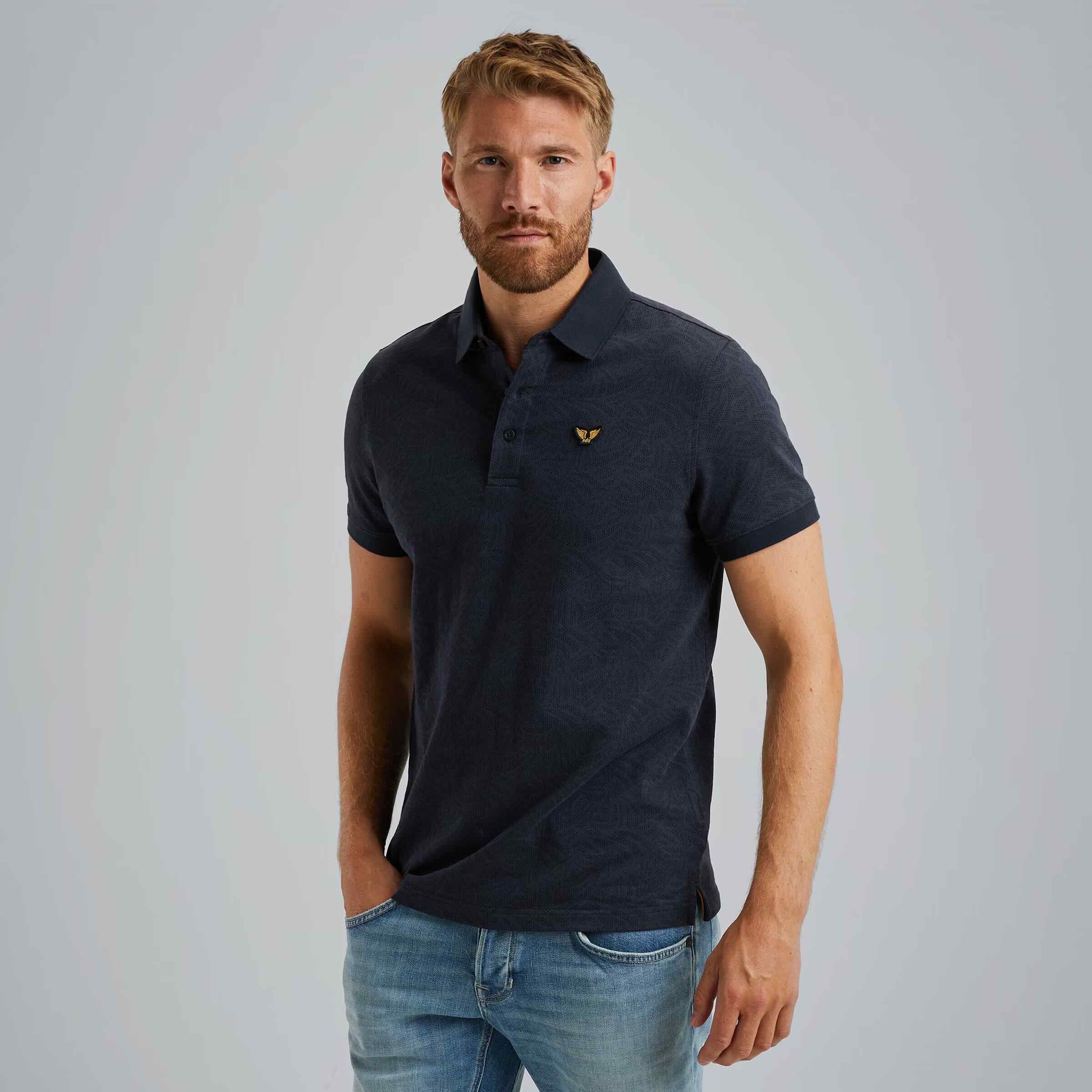 Polo jacquardpatroon - blauw