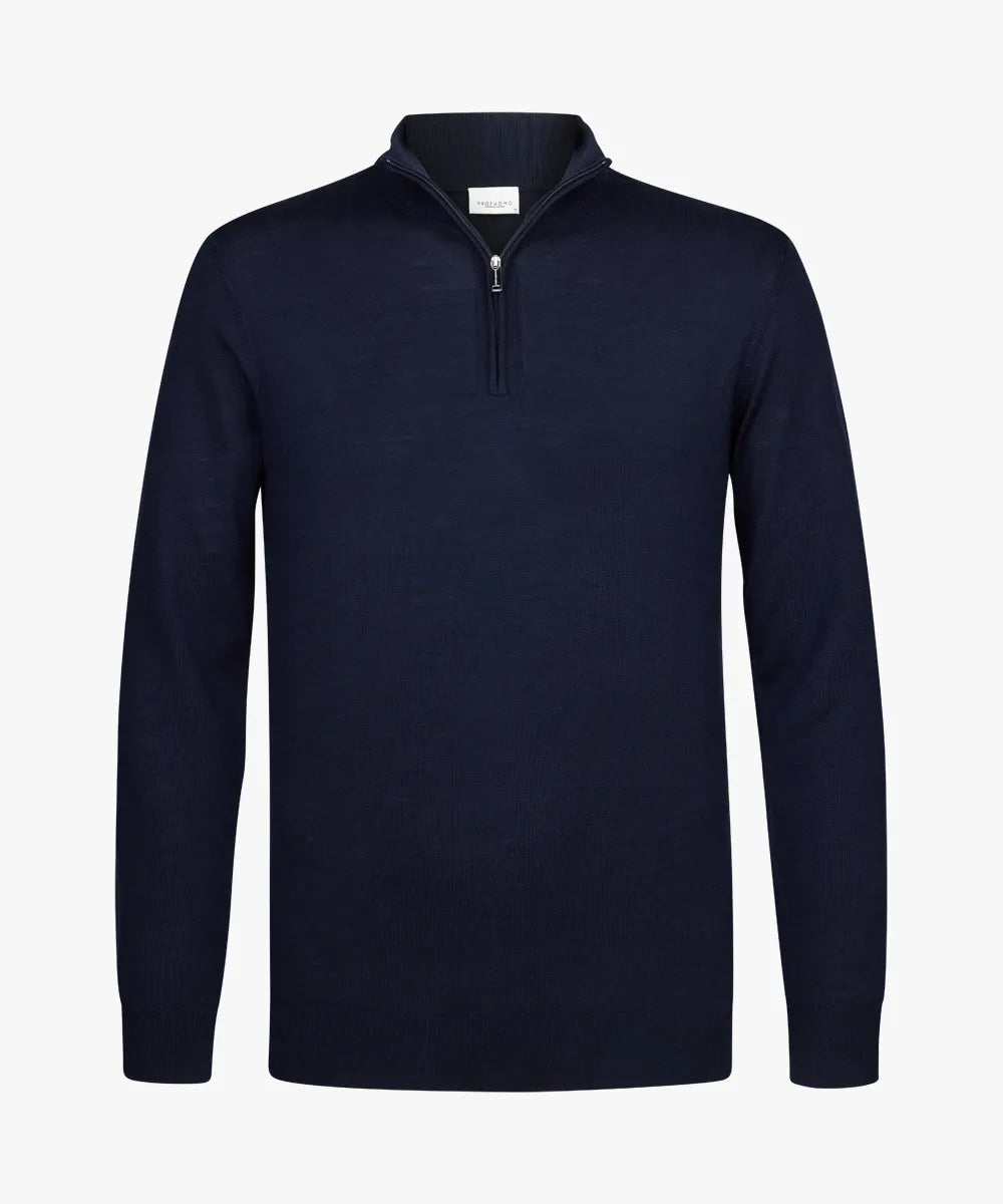 Trui merino halfzip - navyblauw