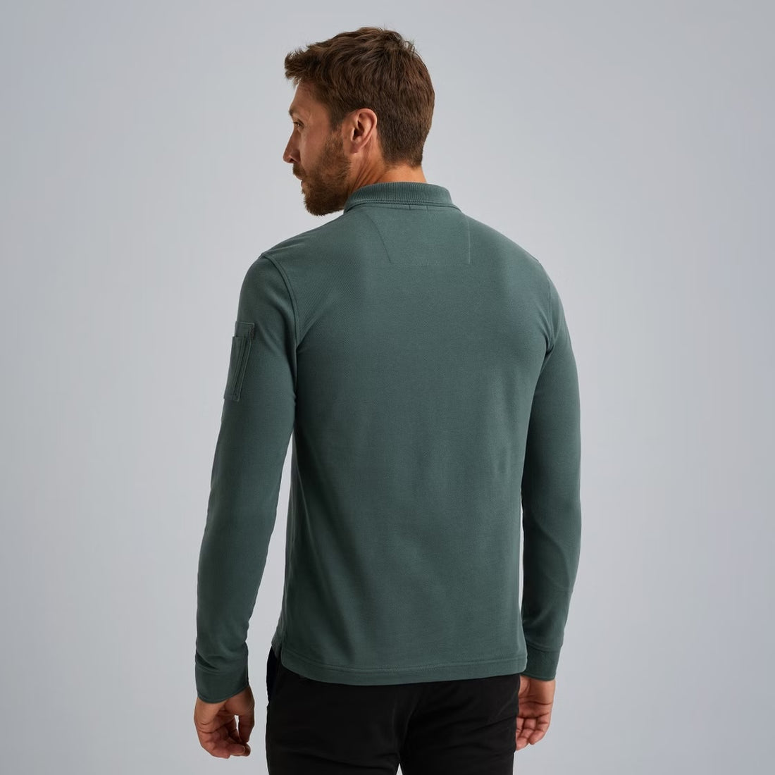 Polo lange mouw - blauw/groen