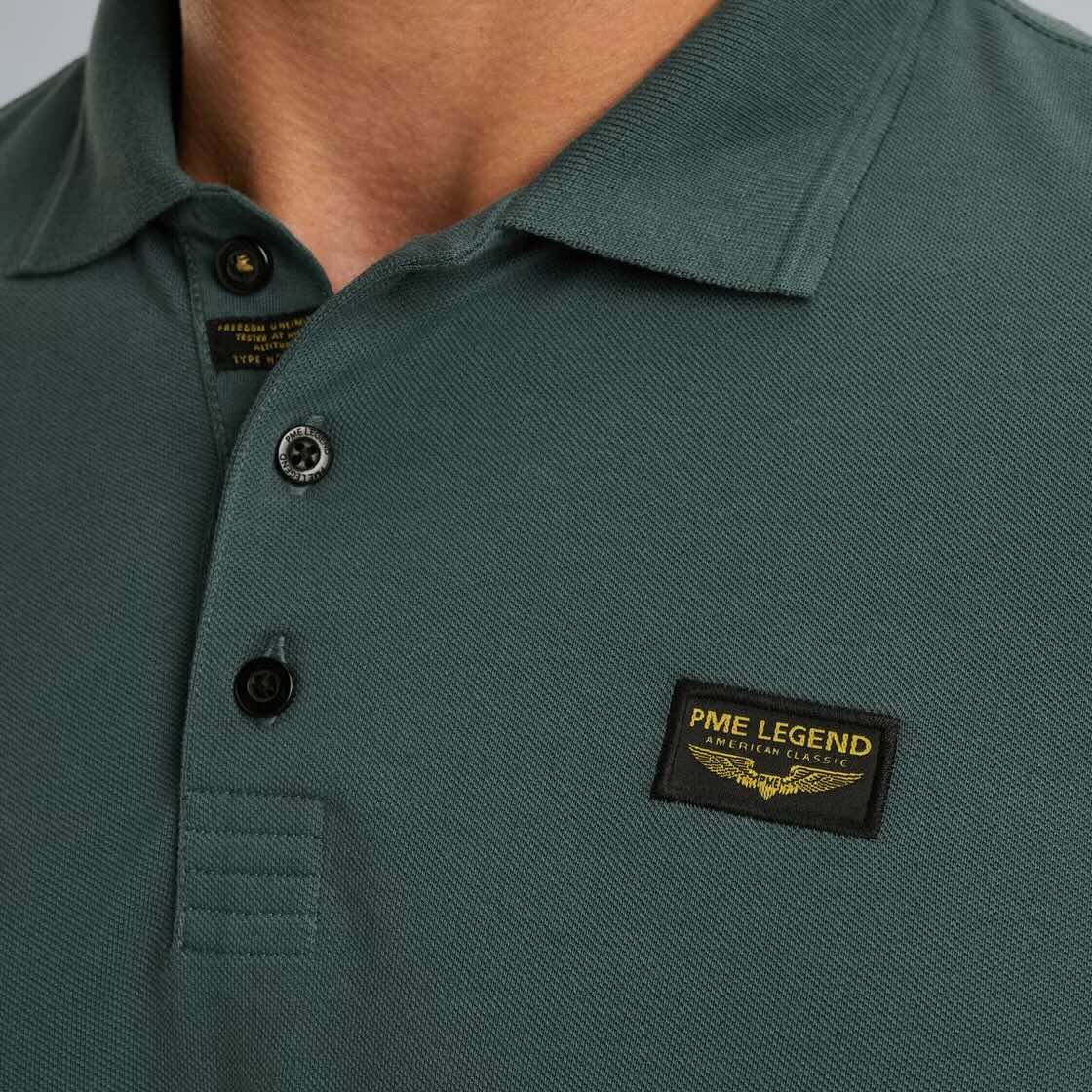Polo lange mouw - blauw/groen