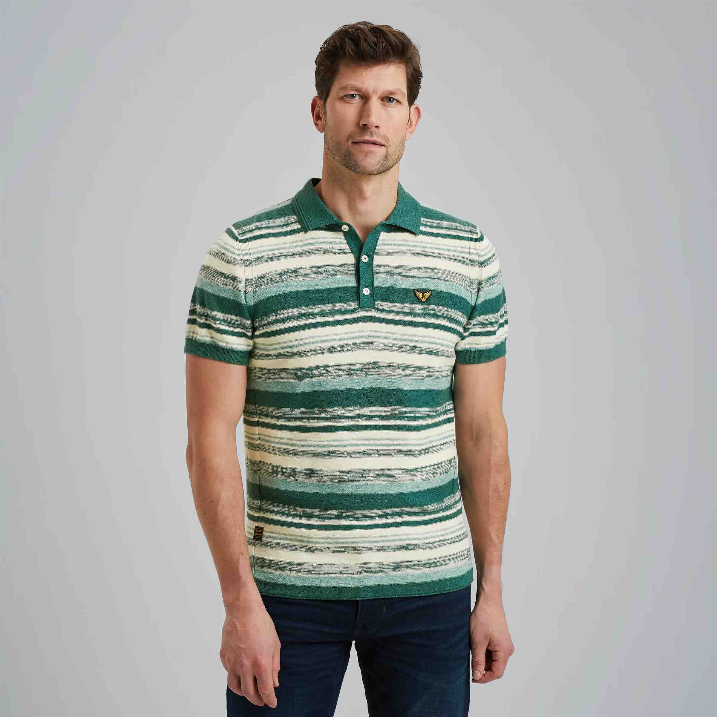 Polo streep gebreid - groen