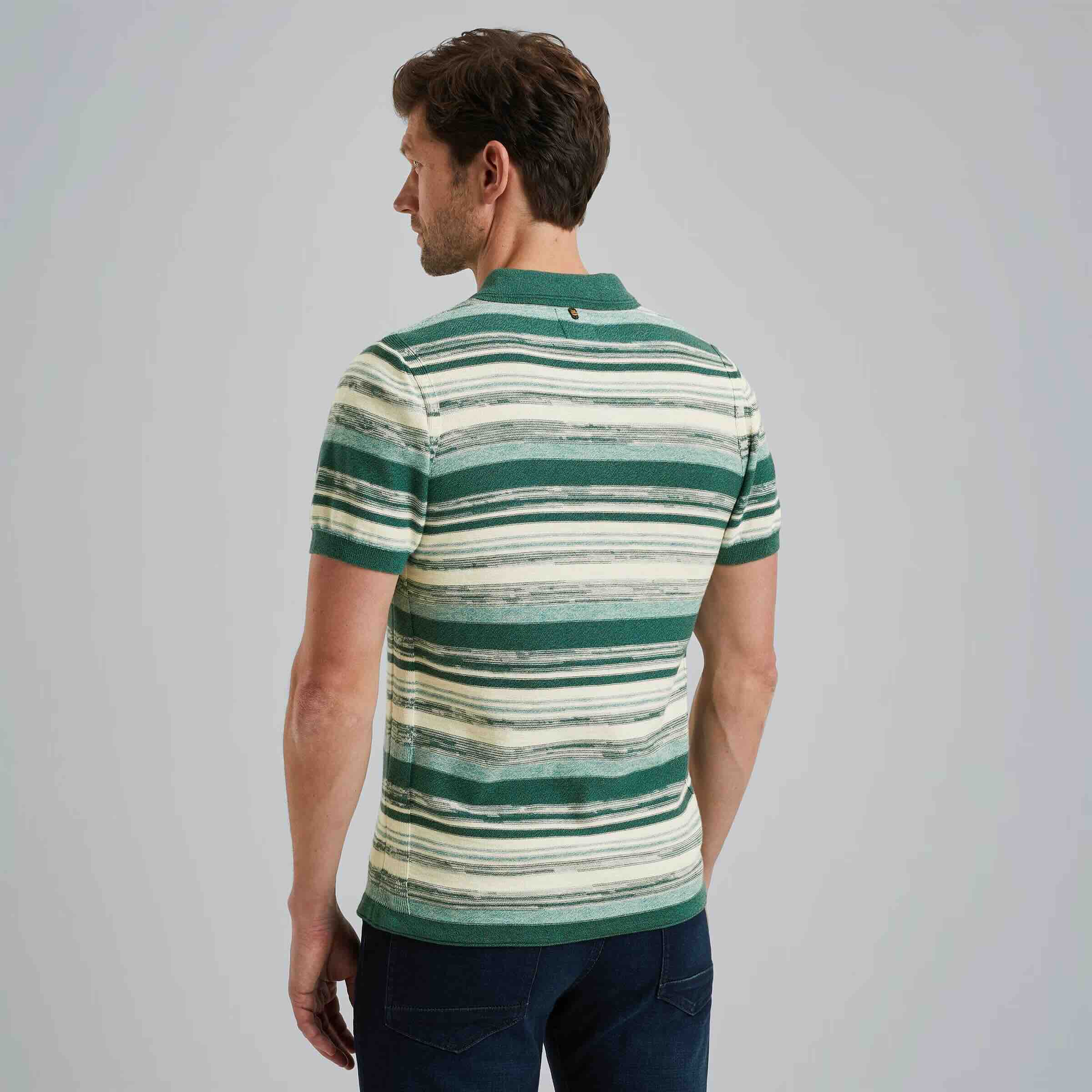 Polo streep gebreid - groen