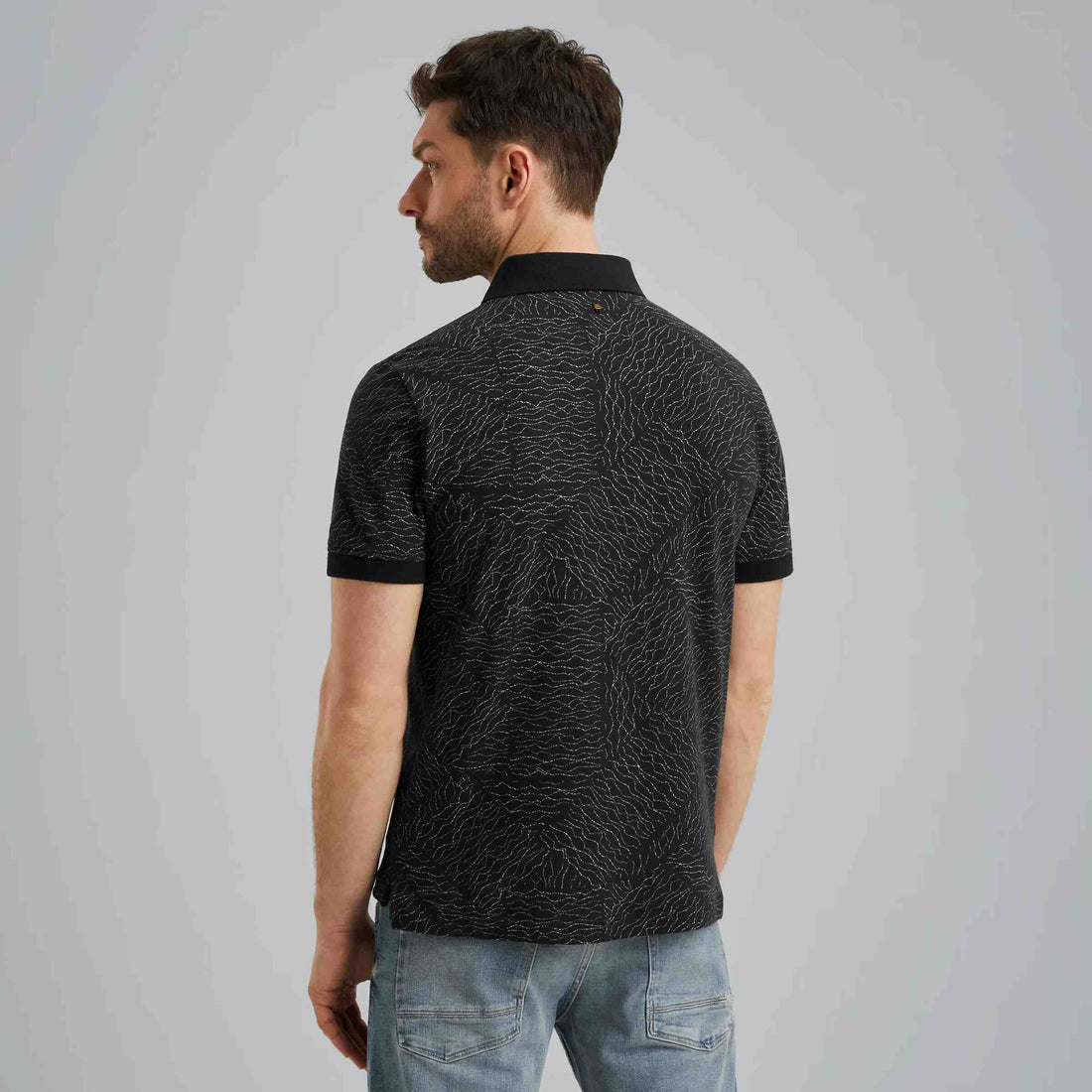 Polo met allover print - blauw