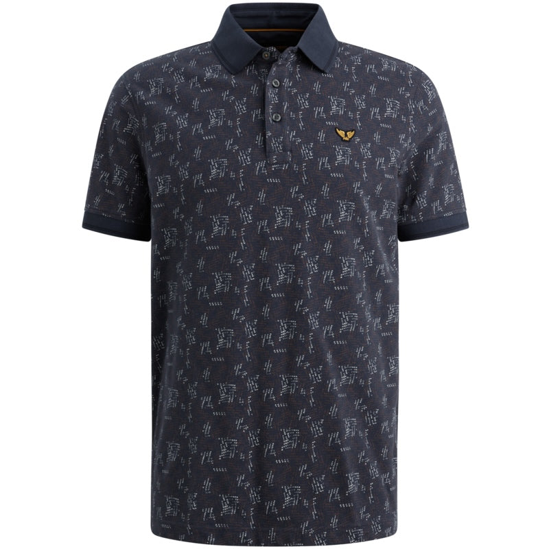 Polo met allover print - blauw