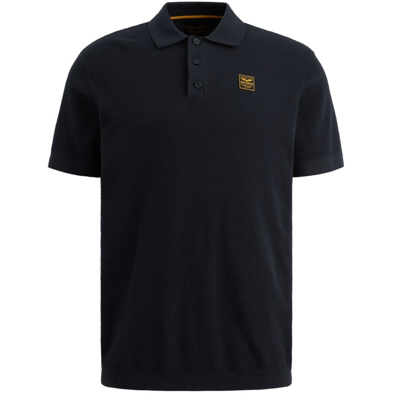 Polo met wafelstructuur - blauw