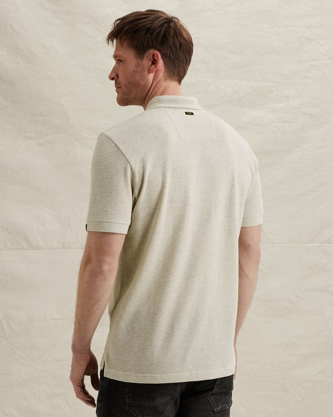 Polo met structuur - beige