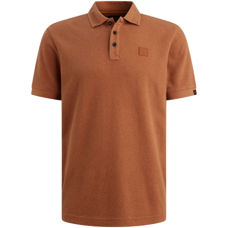 Polo met structuur - roestbruin