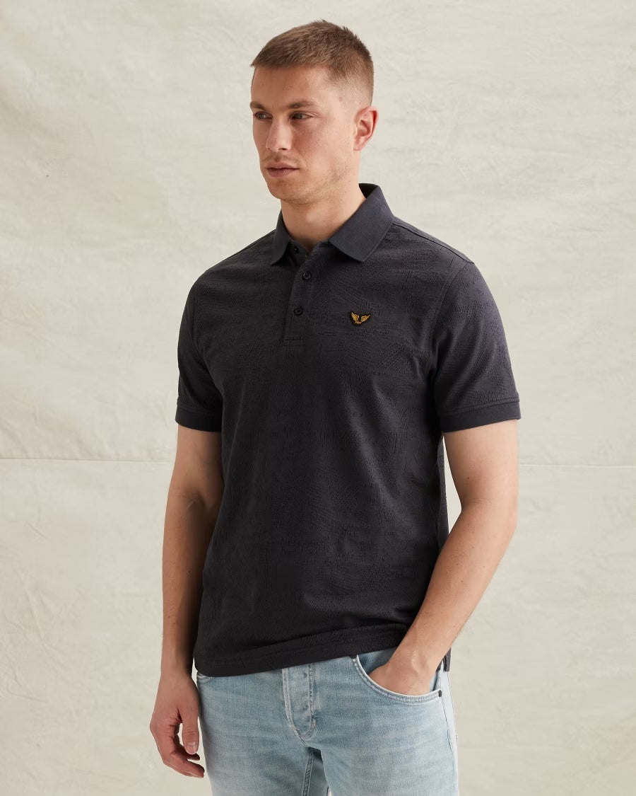 Polo jacquardpatroon - grijs