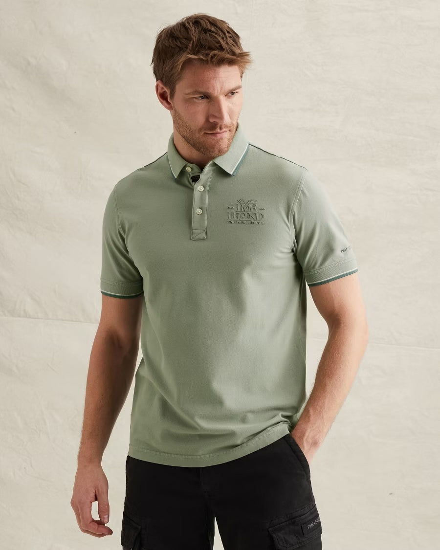 Polo piqué met artwork - iceberg green