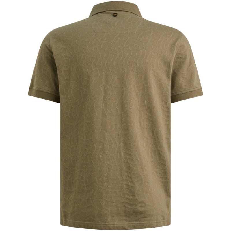 Polo jersey met jacquardpatroon - dusky green