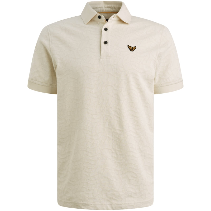 Polo jersey met jacquardpatroon - egret