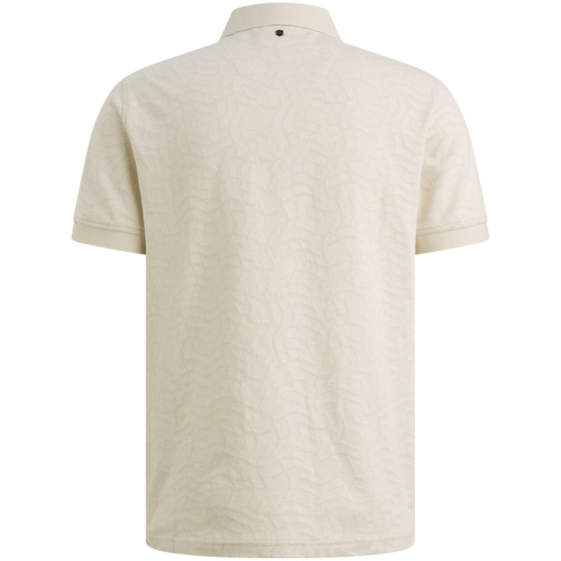 Polo jersey met jacquardpatroon - egret