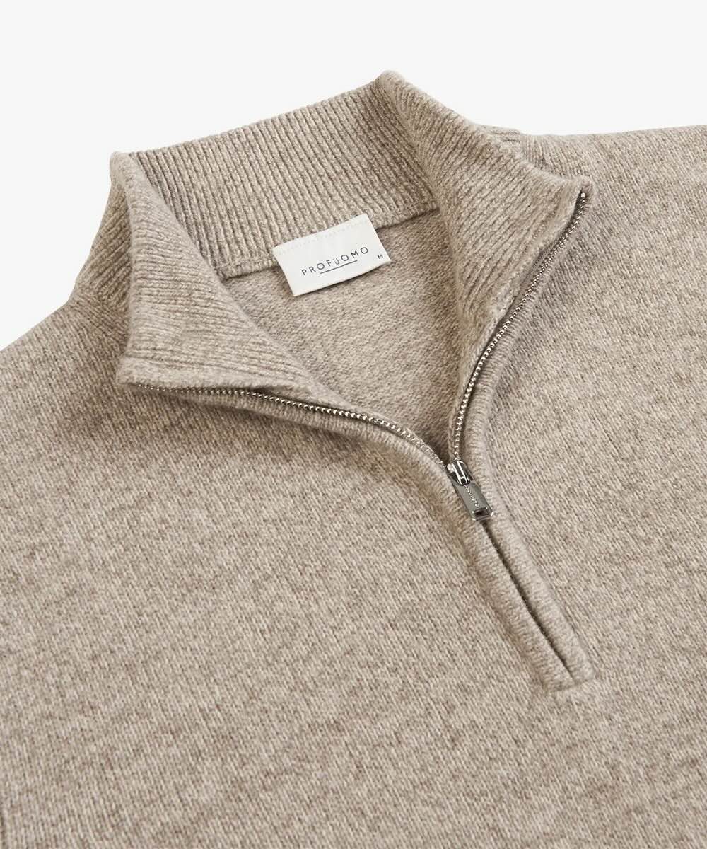Trui wol half zip- beige