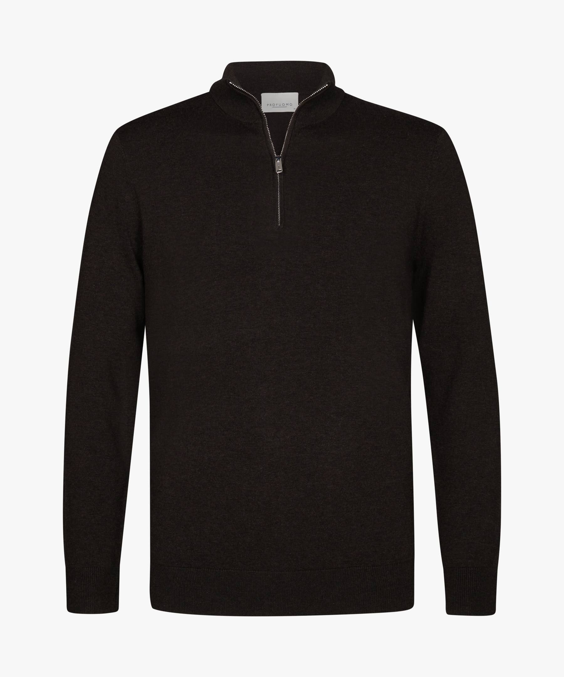 Trui luxury basic half zip- donkerbruin