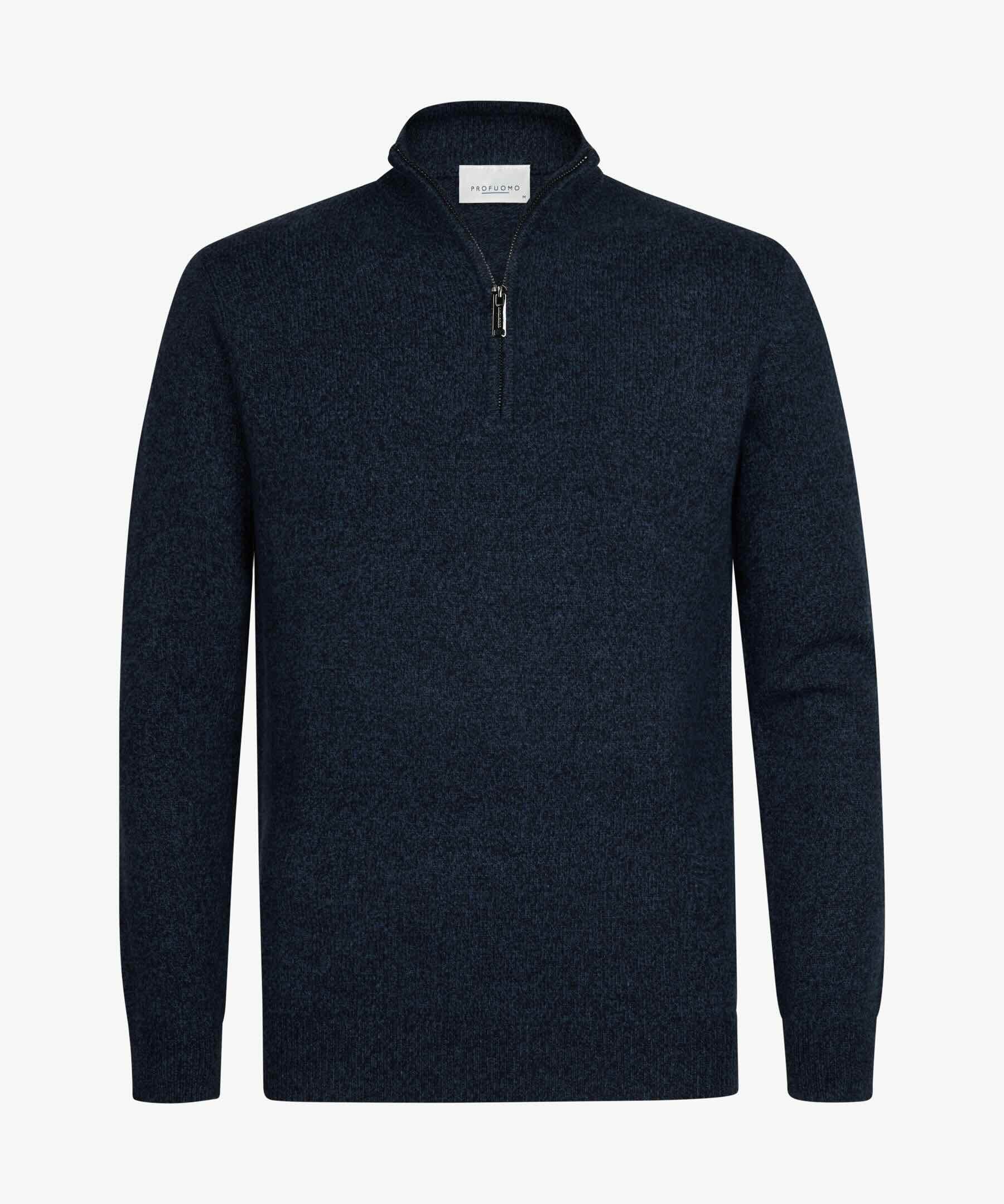 Trui two-tone halfzip - blauw