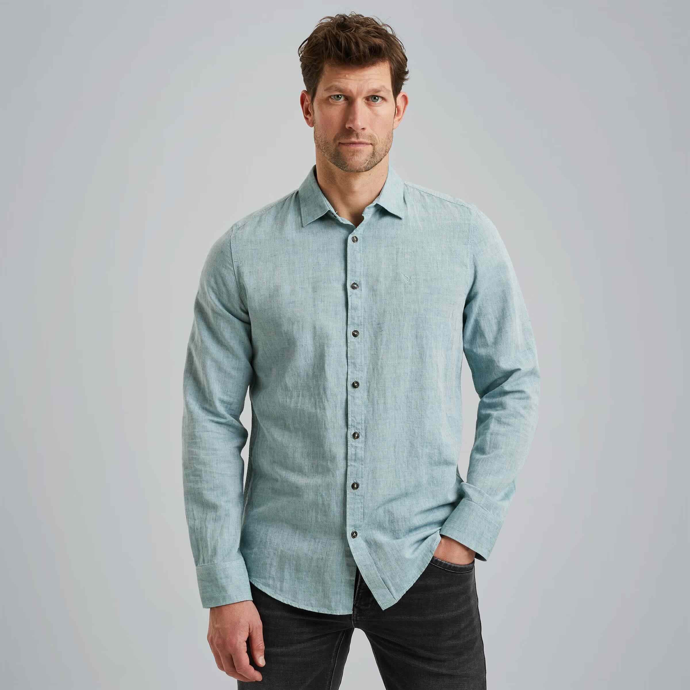 Overhemd katoen/linnen - groen