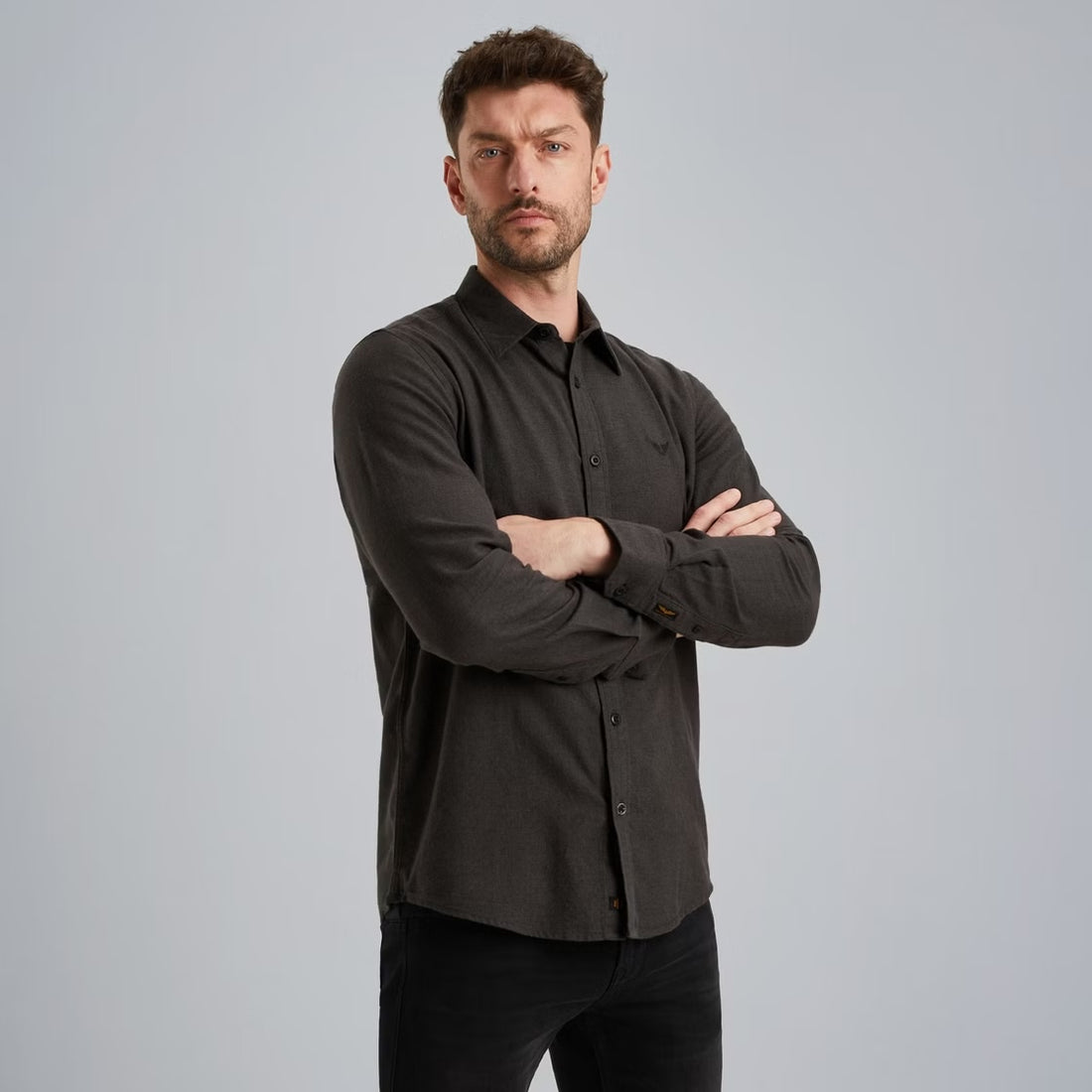 Overhemd allover structuur - zwart