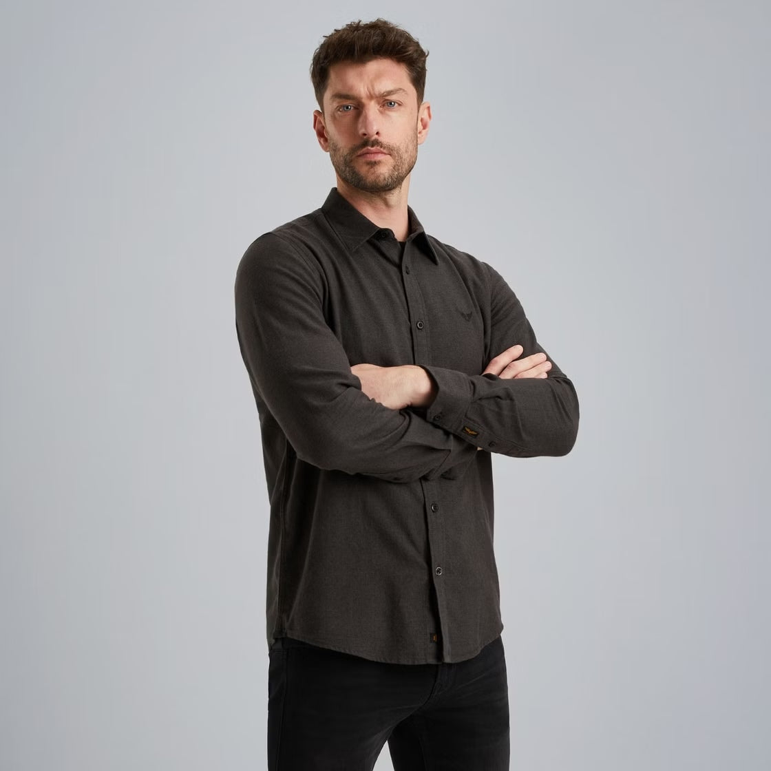 Overhemd allover structuur - zwart