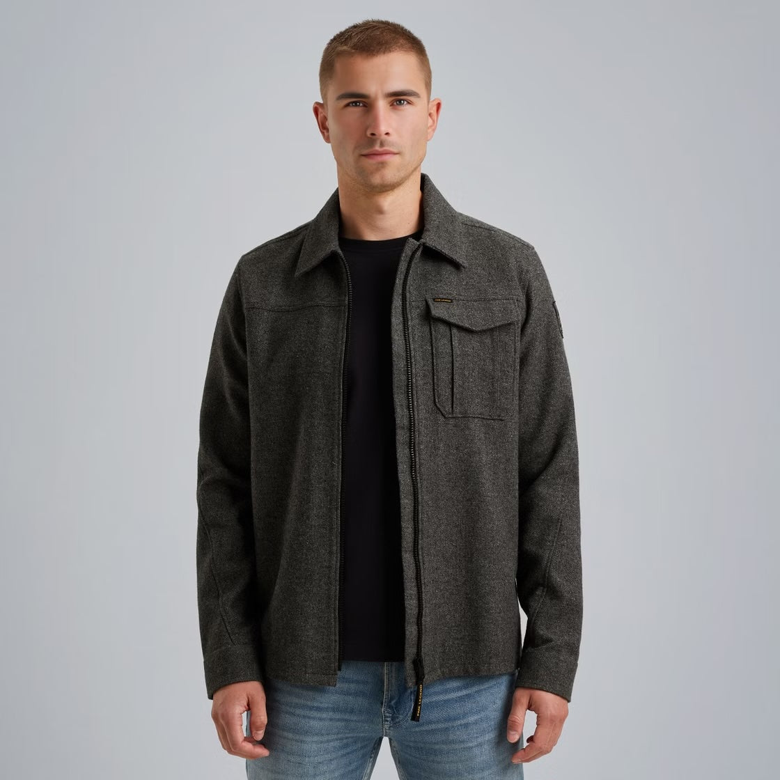 Overshirt met rits - grijs