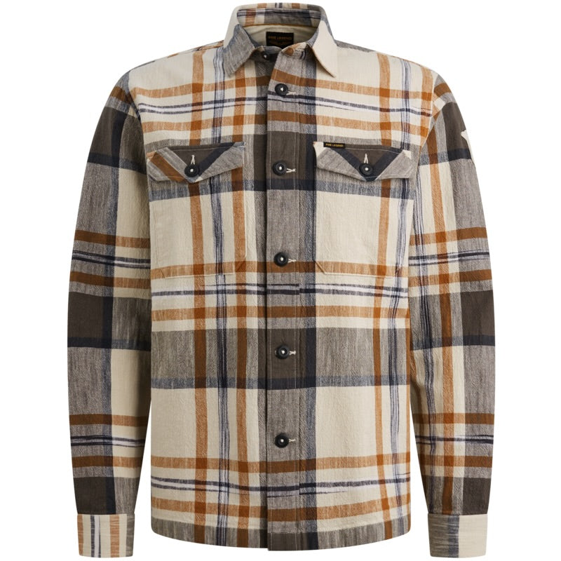 Overshirt geruit met borstzakken - roestbruin