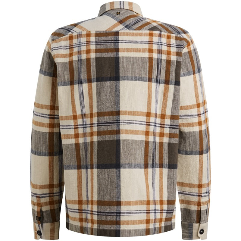 Overshirt geruit met borstzakken - roestbruin