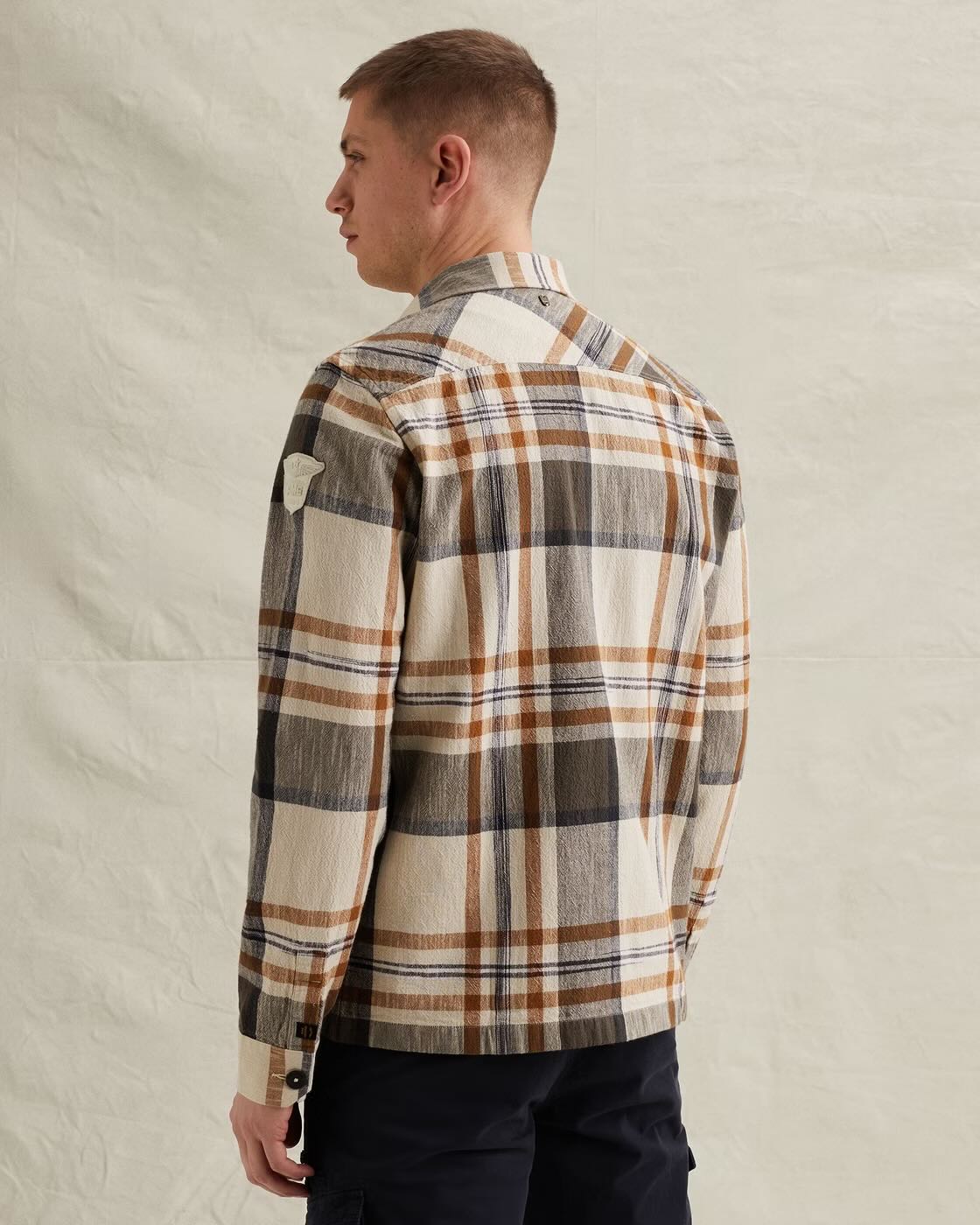 Overshirt geruit met borstzakken - roestbruin