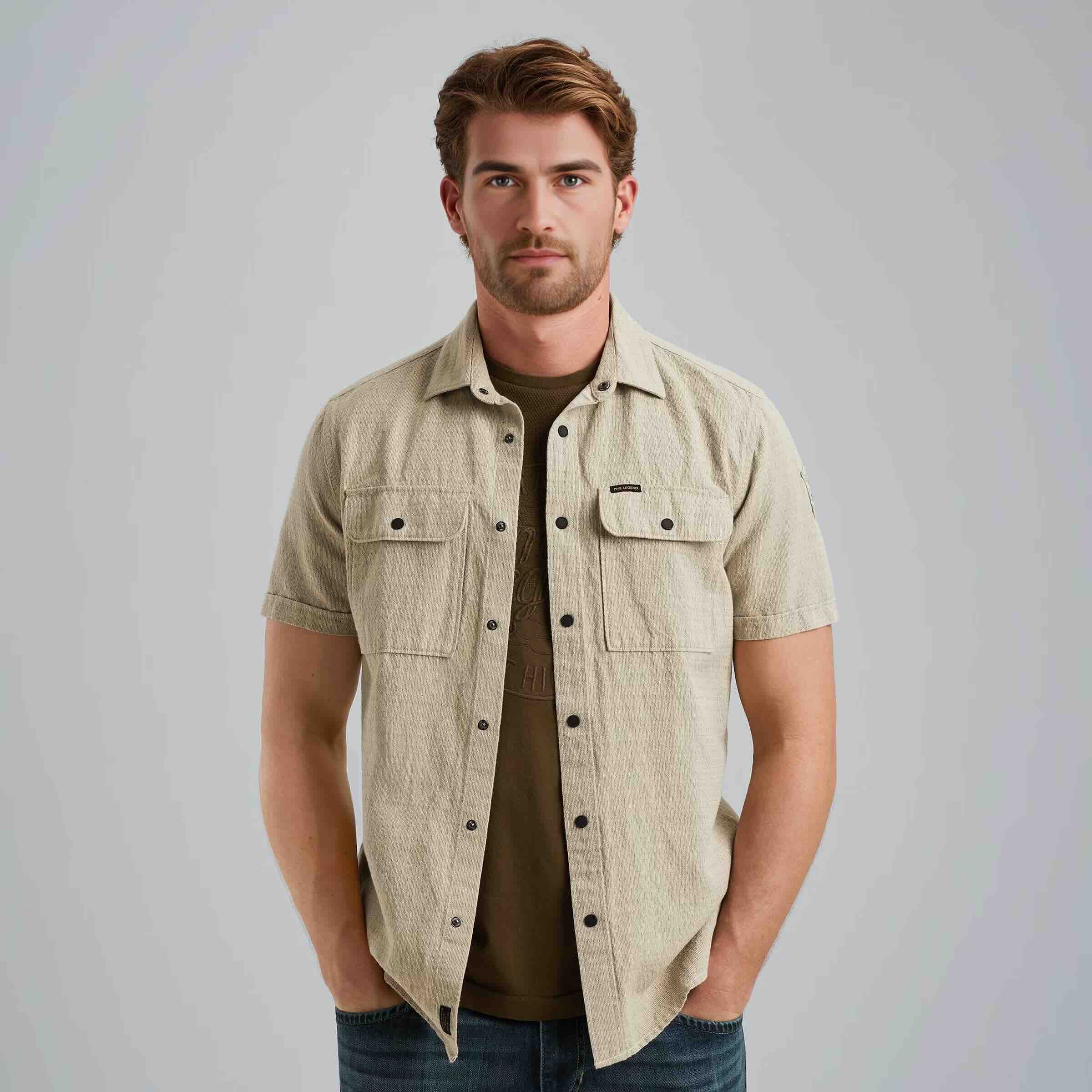 Overhemd met cargo zakken - beige