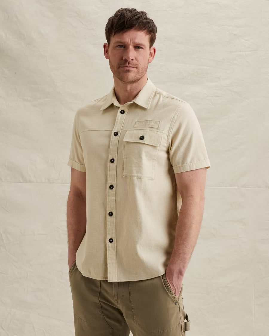 Overhemd korte mouw - beige