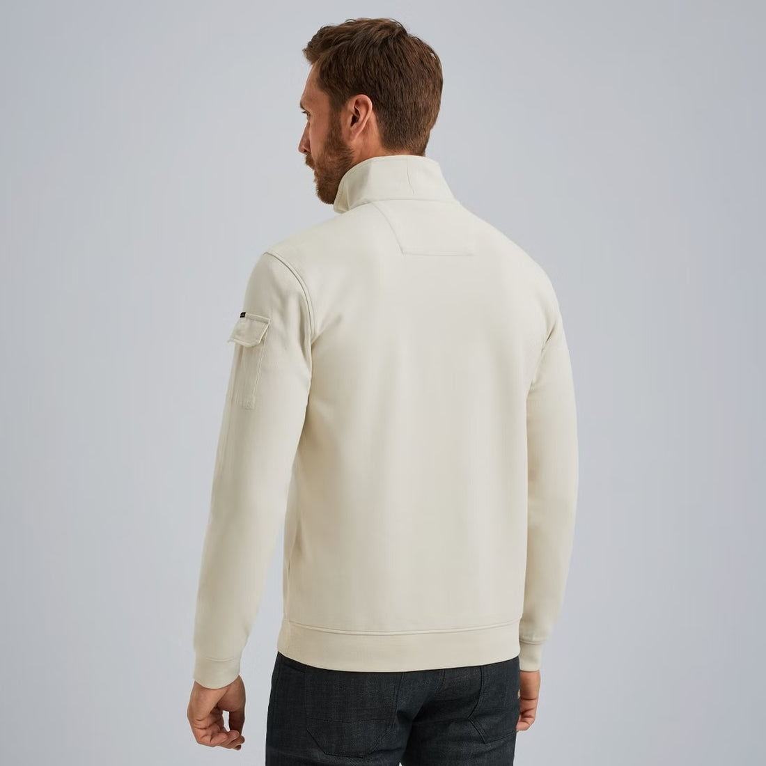 Sweater met halve rits - beige