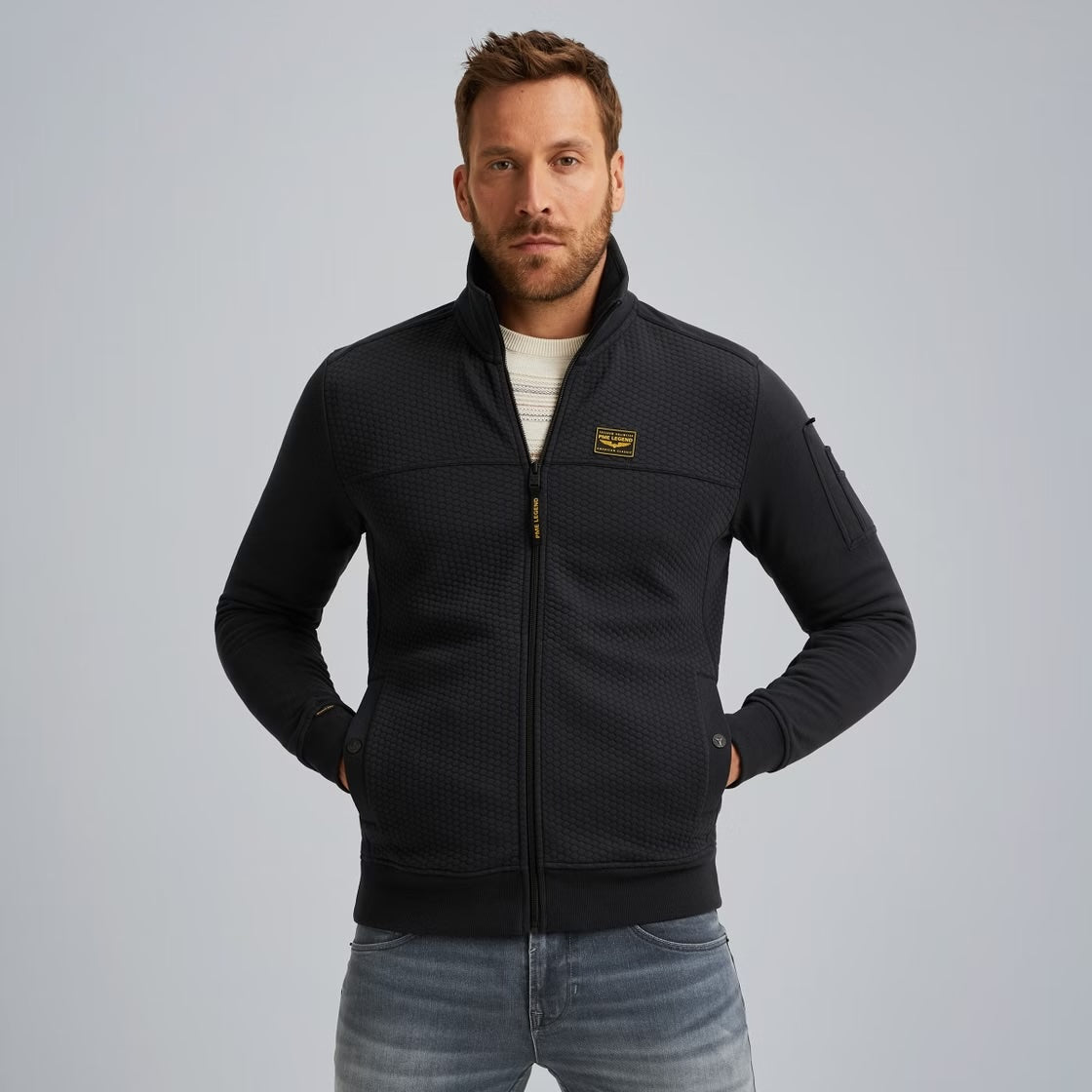 Vest sweat met rits - blauw