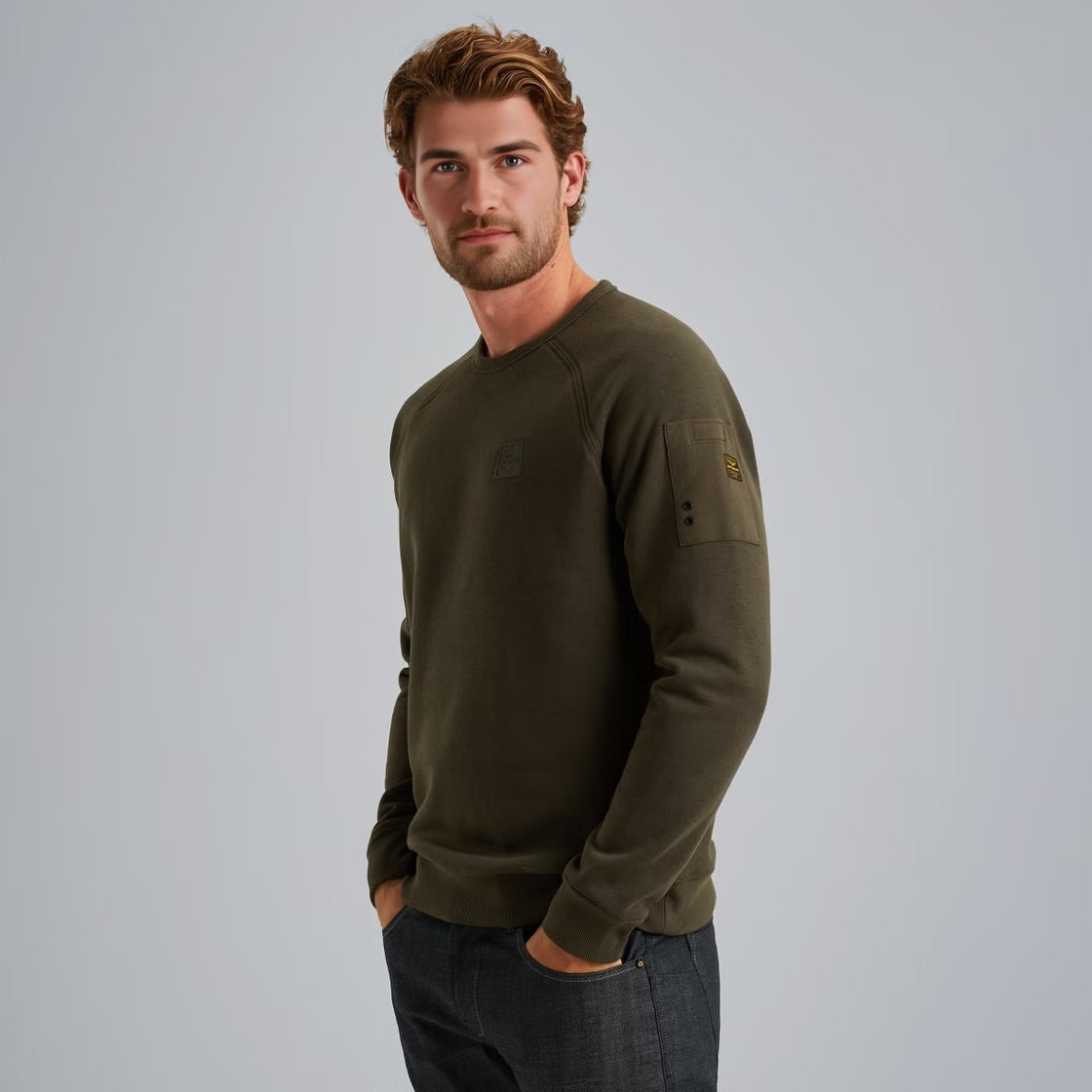 Sweater met flight pocket - groen