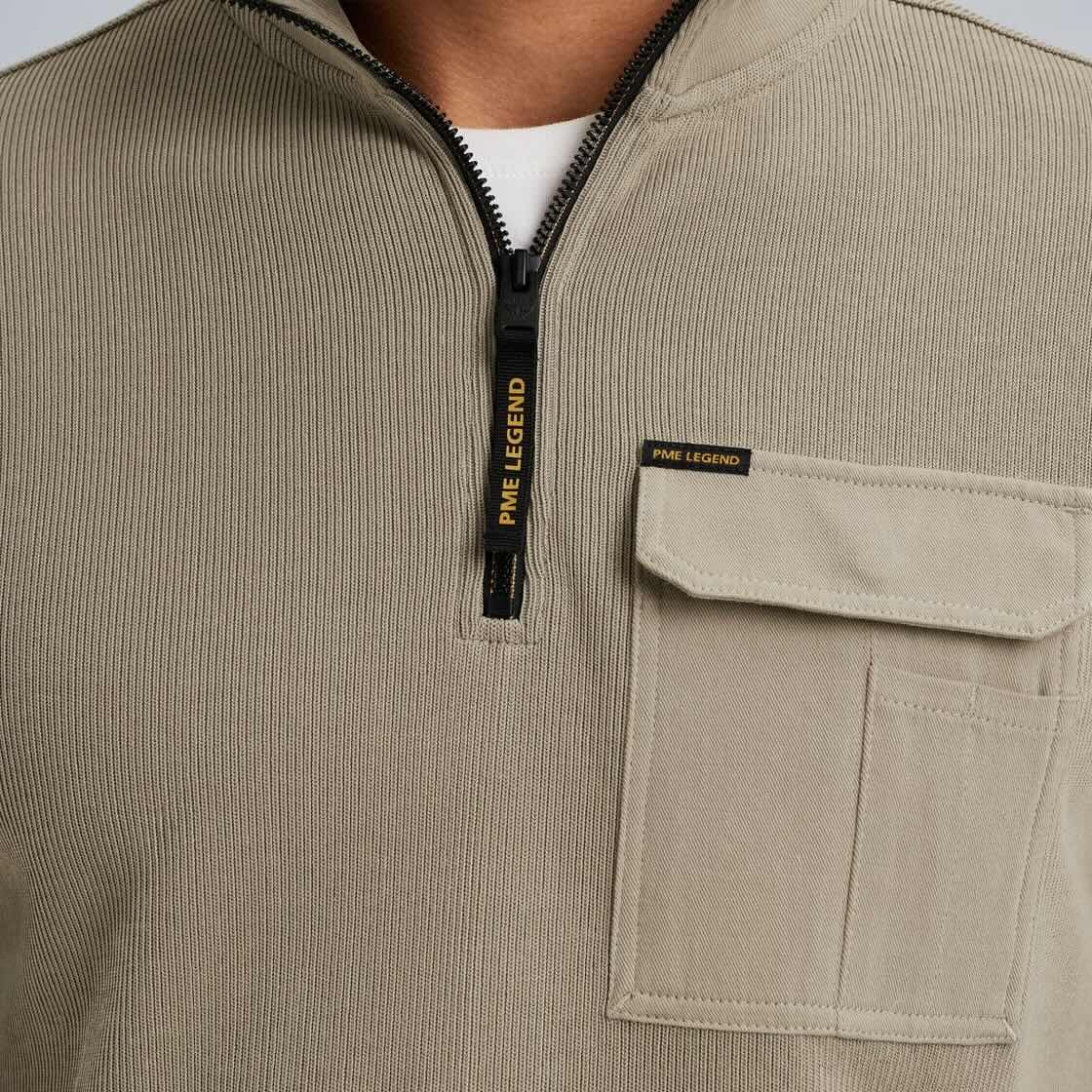 Trui sweat met borstzak - beige