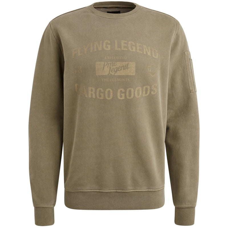 Trui sweat met artwork - khaki