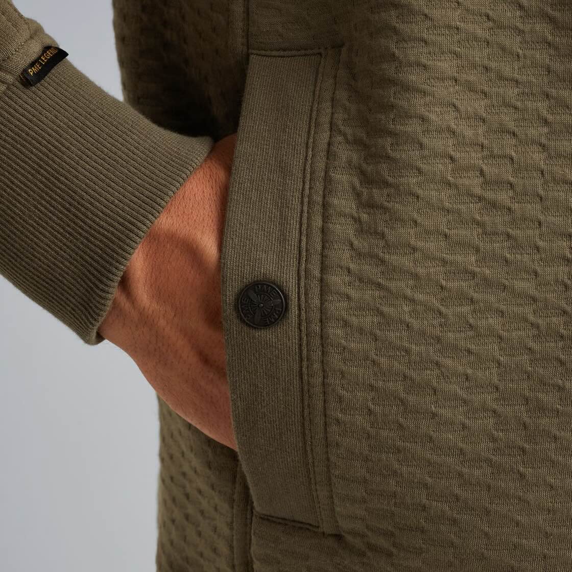 Vest sweat met rits en zakken - khaki