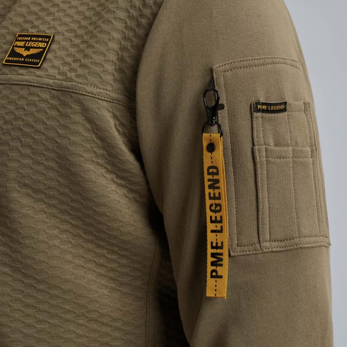 Vest sweat met rits en zakken - khaki