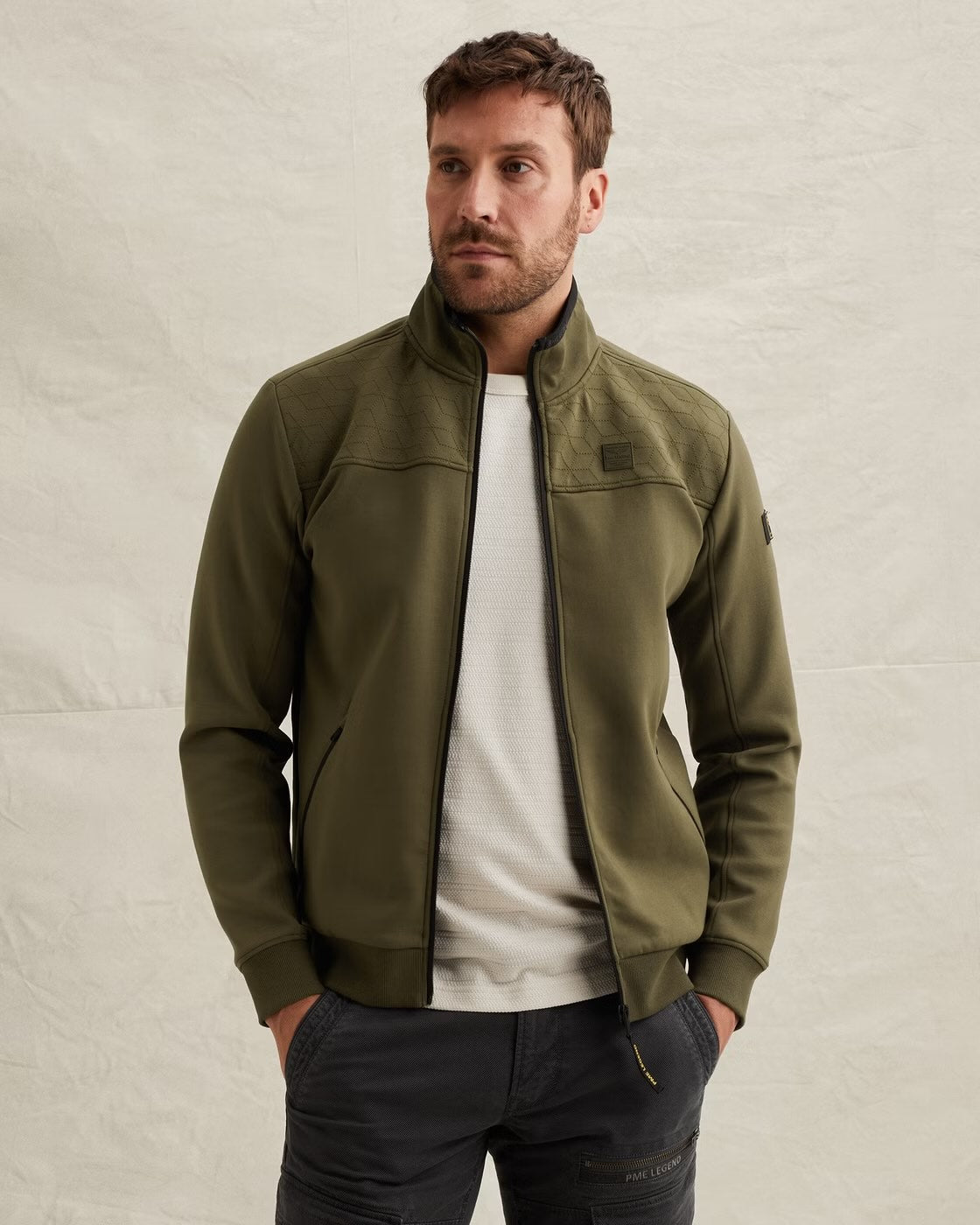 Vest sweat met rits - groen