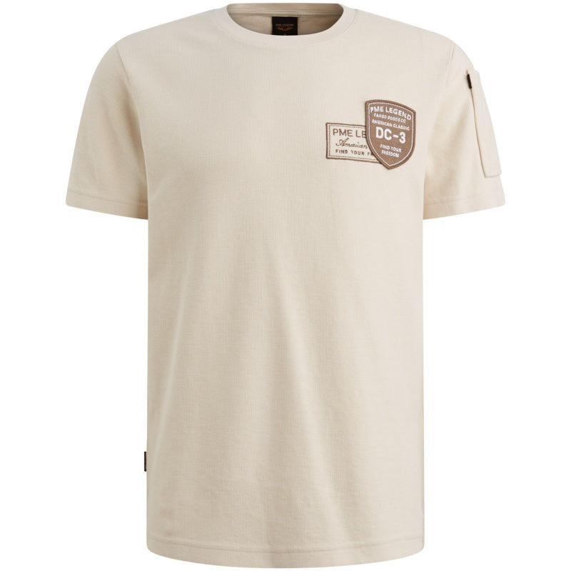 T-shirt met artwork en flight pocket - beige