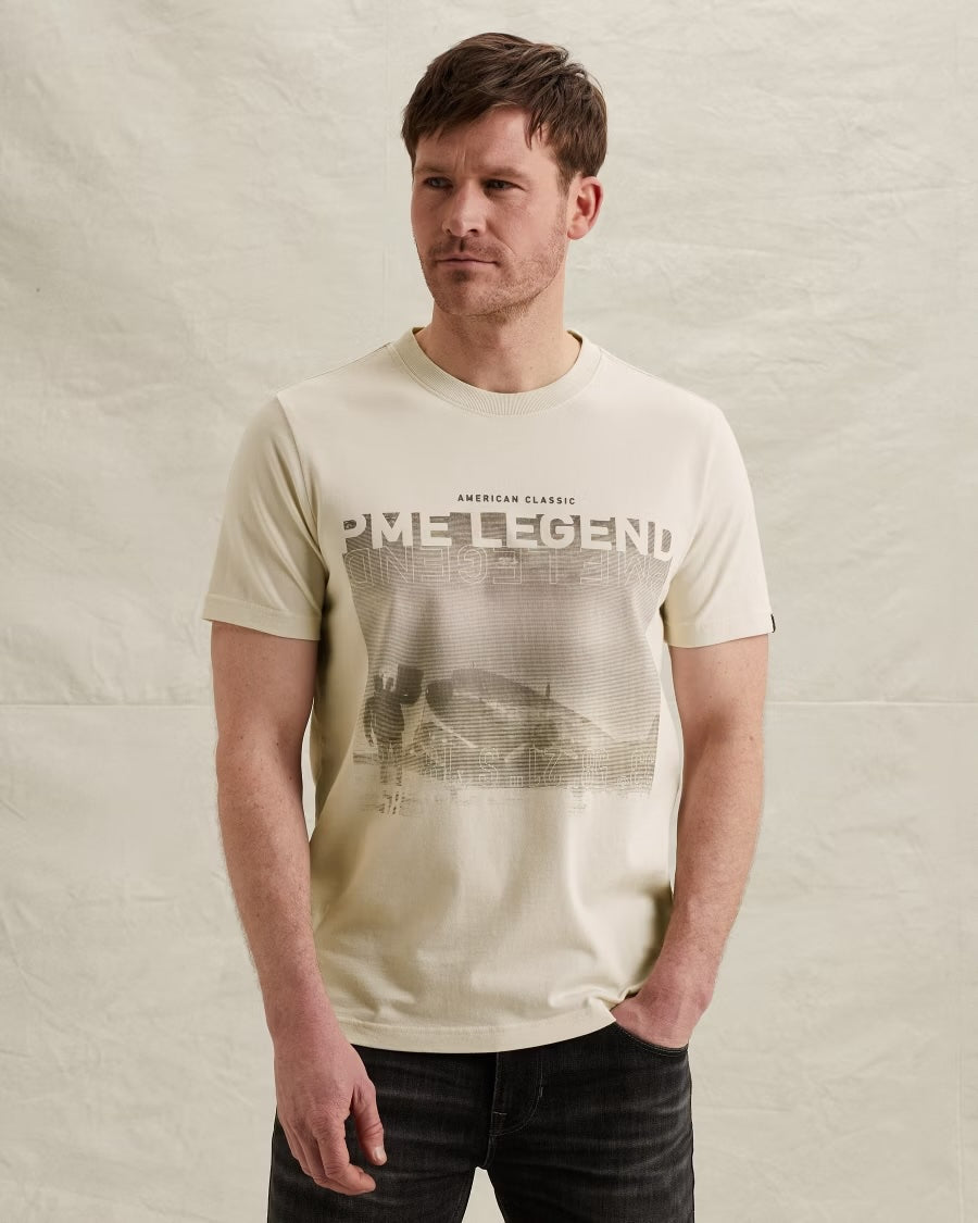 T-shirt met artwork - beige